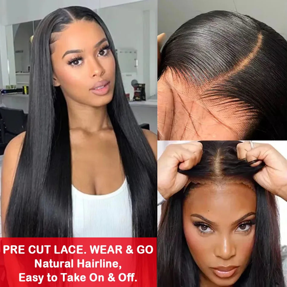 13x6 Lace Frontal Human Hair Wigs Straight 30 Inch Transparent 4x4 Glueless Lace Front Wig 100% Human Hair Preplucked For Women