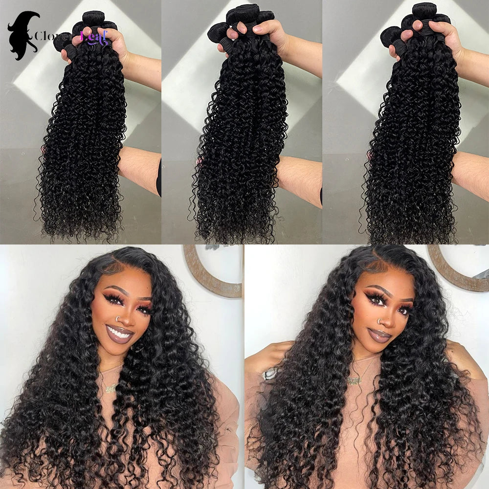 26inch Jerry Curly Human Hair Bundles 100% Brazilian Raw Human Hair 1/3/4 Bundles for Women 10A Thick Bundles 3 Days Delivery