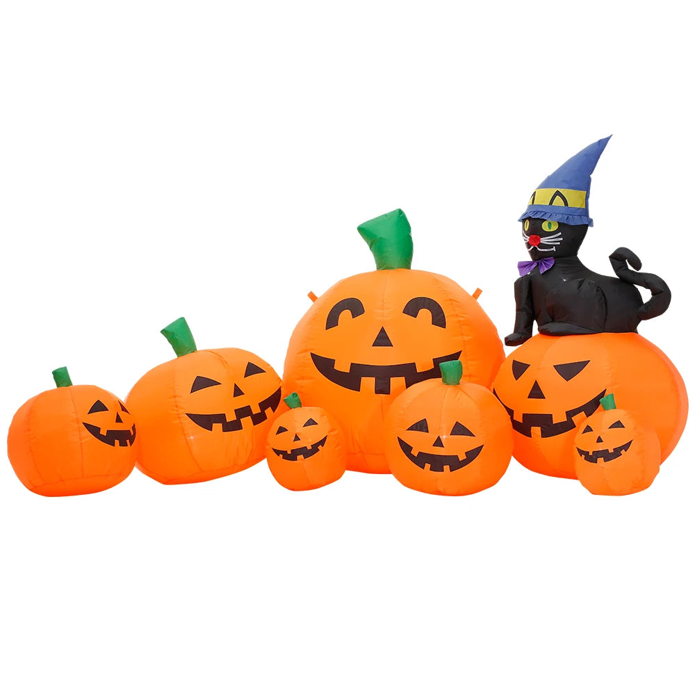 10FT Halloween Pumpkin Inflatable Home Outdoor Decoration Ghost Witch Blow Up Yard Props For Holiday Party Garden With Led