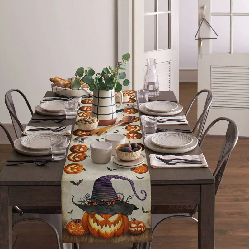 Halloween Horror Pumpkin Bat Table Runner Wedding Party Decorations Tablecloths Christmas Table Decorations Table Runners