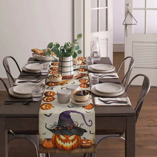 Halloween Horror Pumpkin Bat Table Runner Wedding Party Decorations Tablecloths Christmas Table Decorations Table Runners