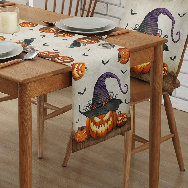 Halloween Horror Pumpkin Bat Table Runner Wedding Party Decorations Tablecloths Christmas Table Decorations Table Runners