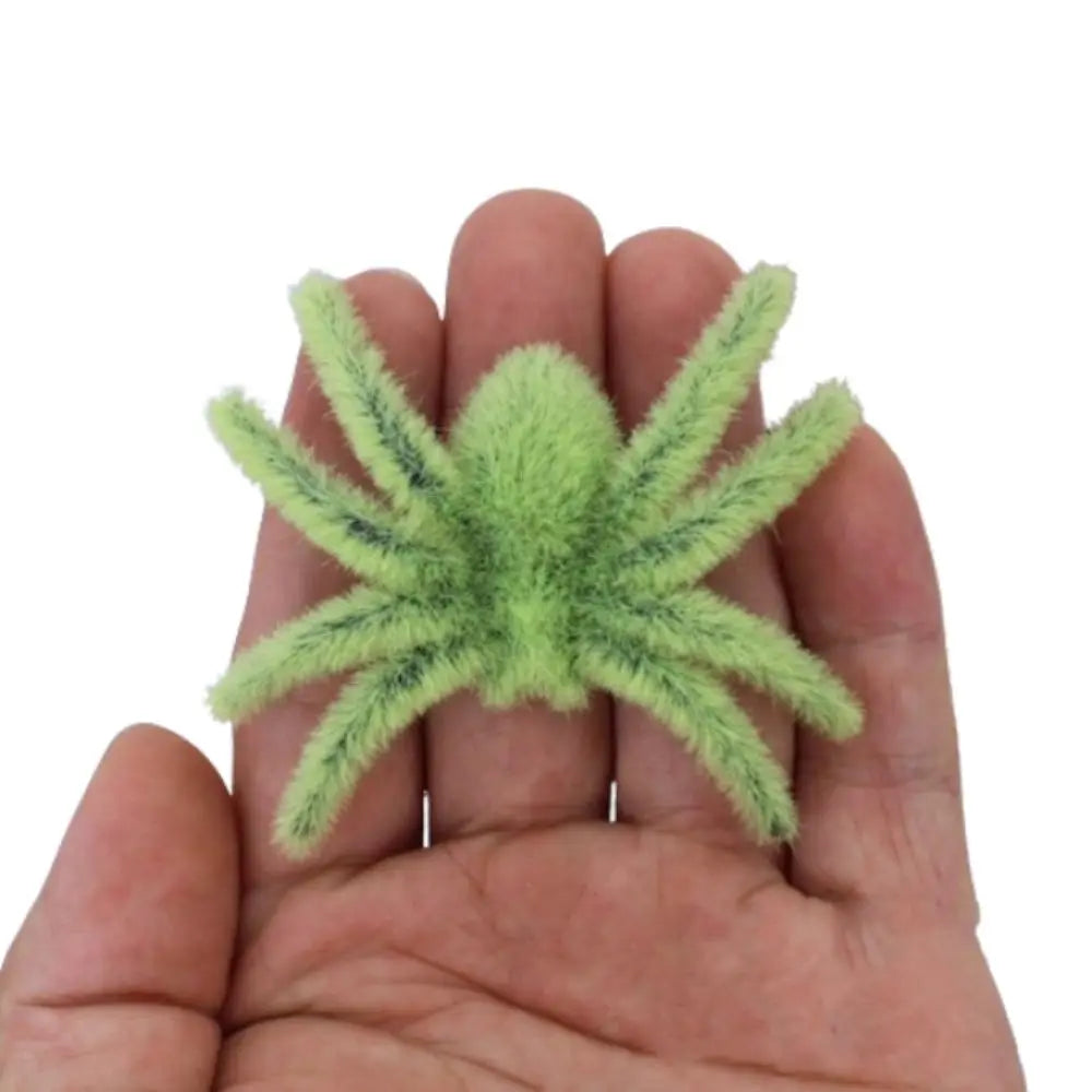 Simulation Spider Ornaments Funny Halloween Plush Spider 3D Realistic Flocking Black Spider Cartoon Artificial Spider Party Prop