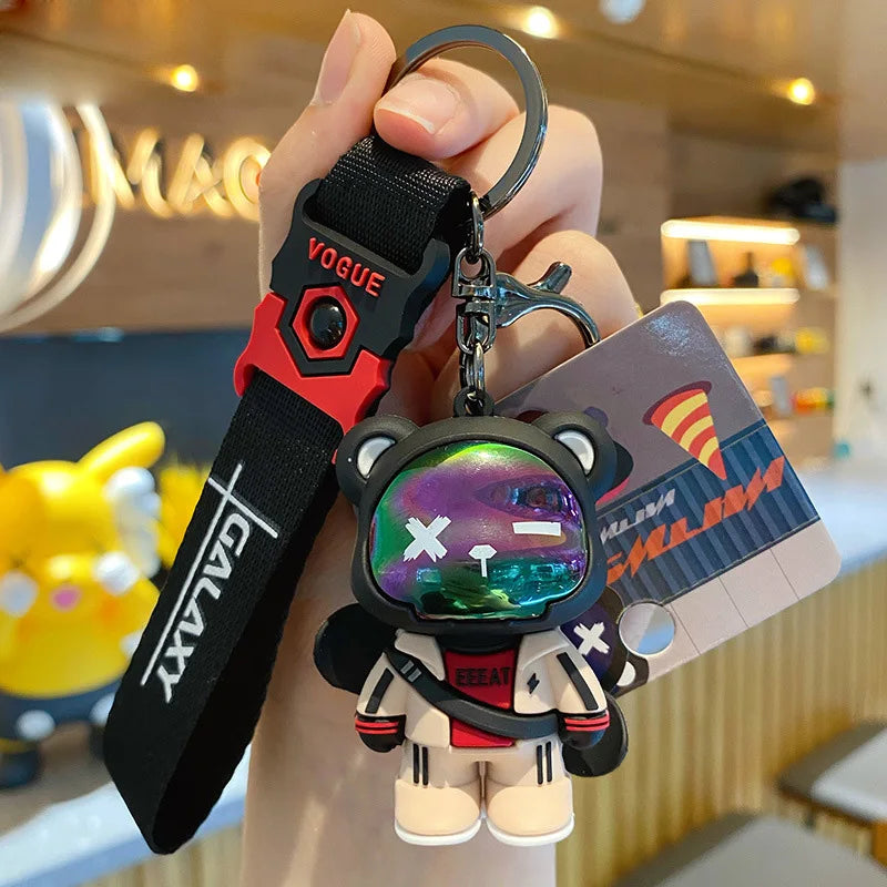 Fashion Cartoon Funny Half Skull Body Bear Keychain Fashion Punk Animal Keyring Car Bag Pendant Key Chains Couple Halloween Gift