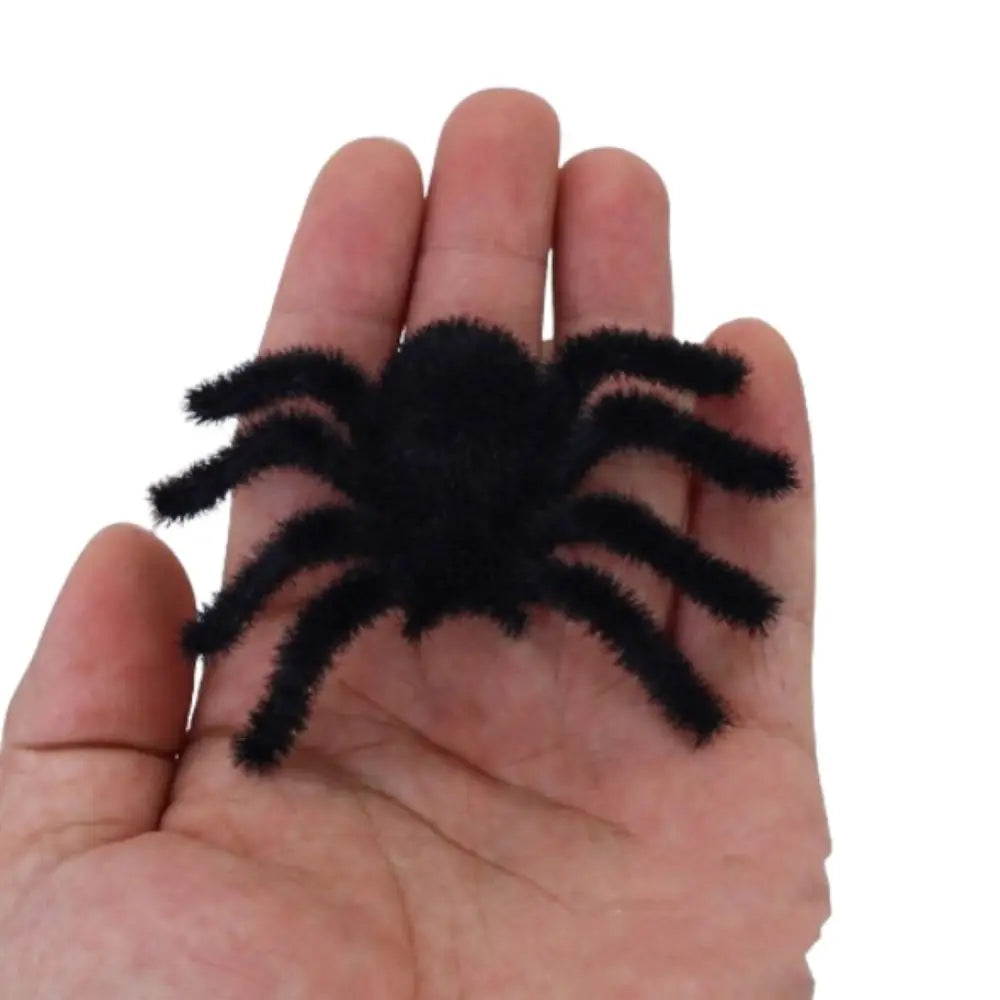 Simulation Spider Ornaments Funny Halloween Plush Spider 3D Realistic Flocking Black Spider Cartoon Artificial Spider Party Prop