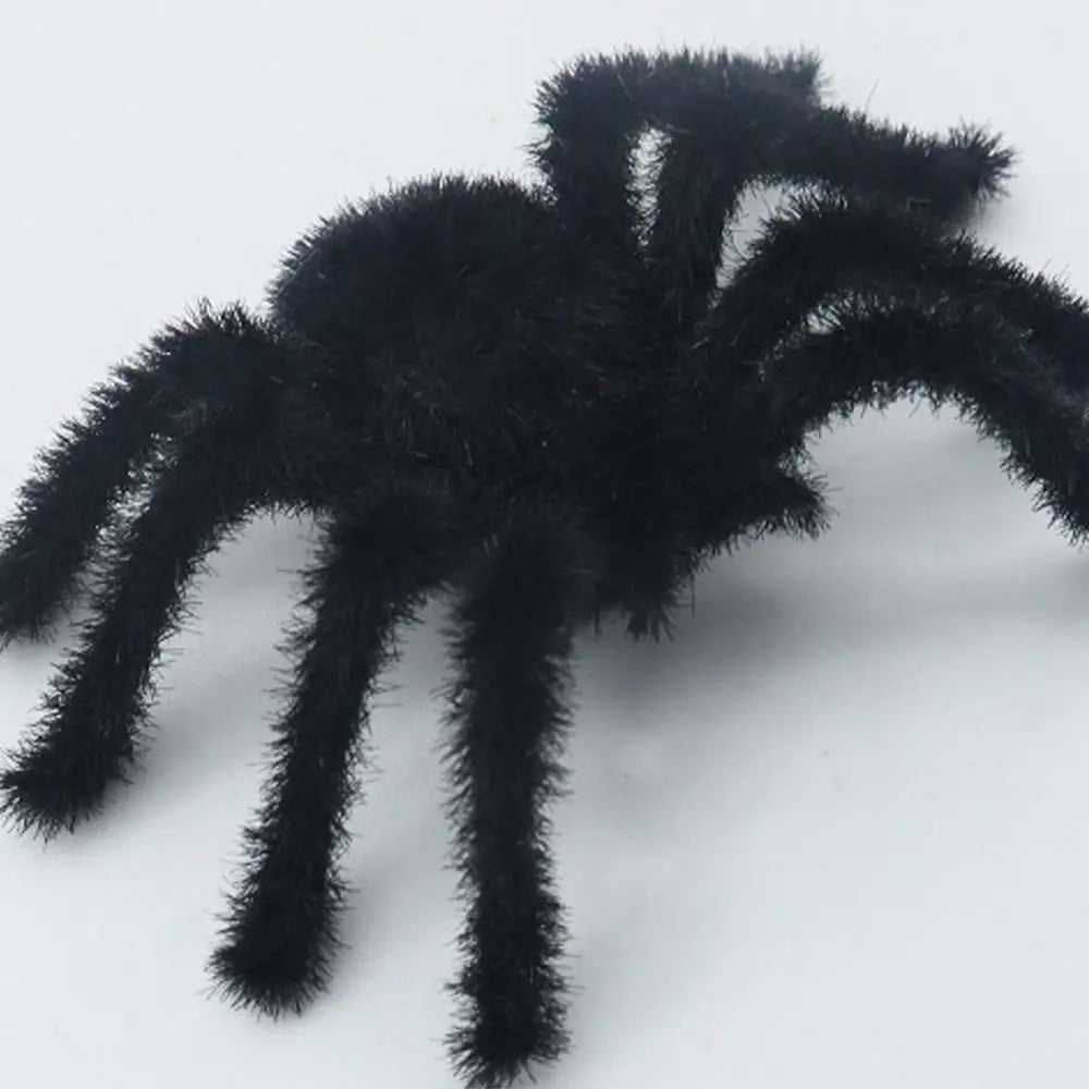 Simulation Spider Ornaments Funny Halloween Plush Spider 3D Realistic Flocking Black Spider Cartoon Artificial Spider Party Prop
