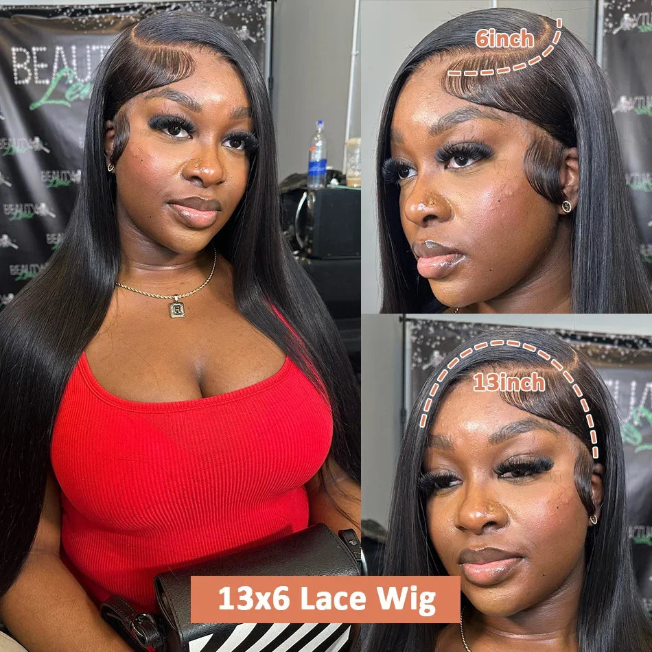 13x6 Lace Frontal Human Hair Wigs Straight 30 Inch Transparent 4x4 Glueless Lace Front Wig 100% Human Hair Preplucked For Women