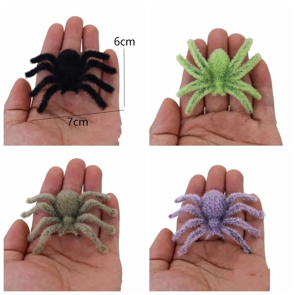 Simulation Spider Ornaments Funny Halloween Plush Spider 3D Realistic Flocking Black Spider Cartoon Artificial Spider Party Prop